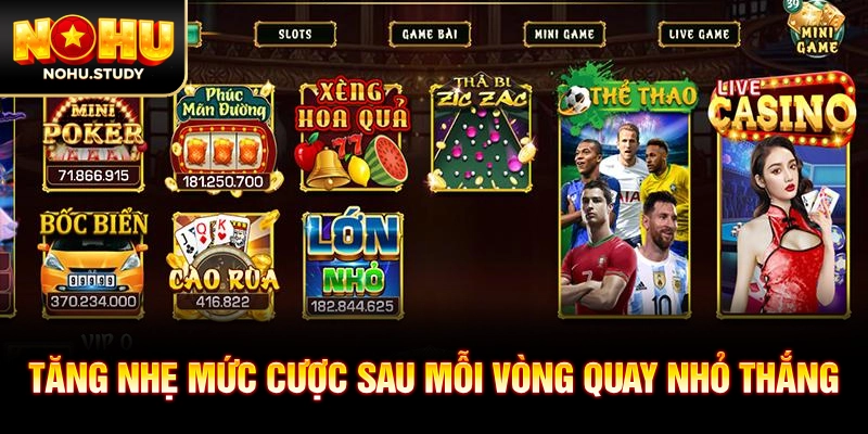 Tăng nhẹ mức cược sau mỗi vòng quay nhỏ thắng